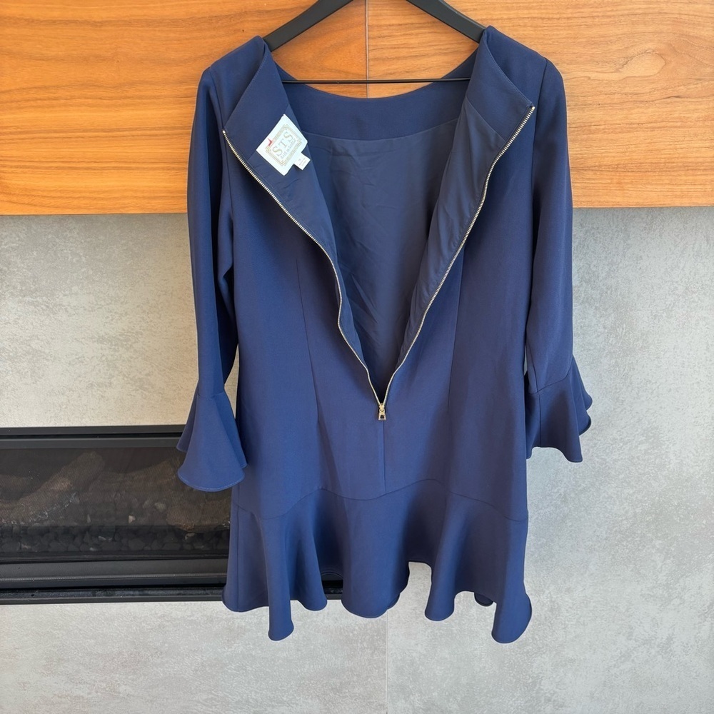 Sail To Sable Ruffle Mini Dress In Navy, Size 8 - Picture 14 of 14